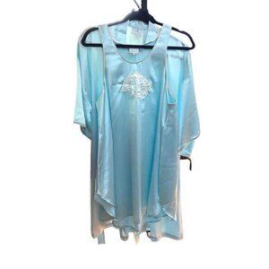 Gilligan  & OMalley Womens Aqua Tropical Fish Nightgown Robe Lingerie Se​​​​